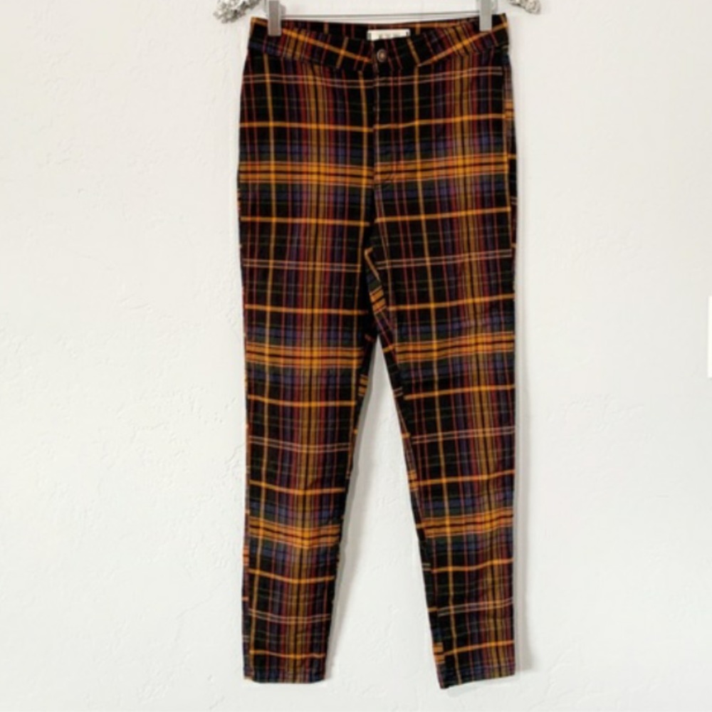 Plaid Women's Pants in Black and Orange